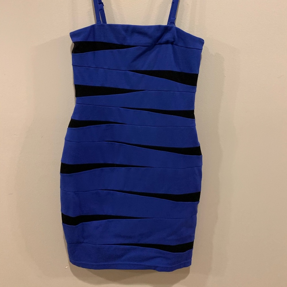 Bodycon blue and black tiger striped dress
